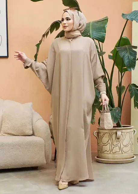 Full-length abaya with long sleeves, soft breathable fabric for modest everyday wear