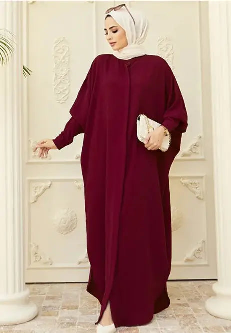 Full-length abaya with long sleeves, soft breathable fabric for modest everyday wear