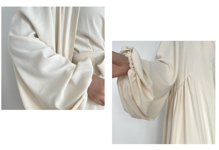 Elegant Two-Piece Maxi Set – Open-Front Dress with Tie Waist