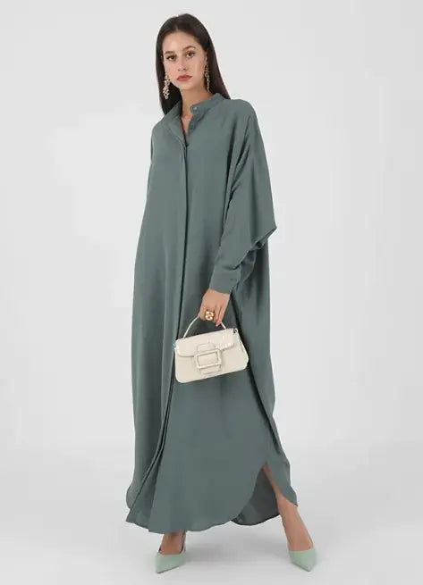 Full-length abaya with long sleeves, soft breathable fabric for modest everyday wear