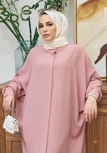 Full-length abaya with long sleeves, soft breathable fabric for modest everyday wear