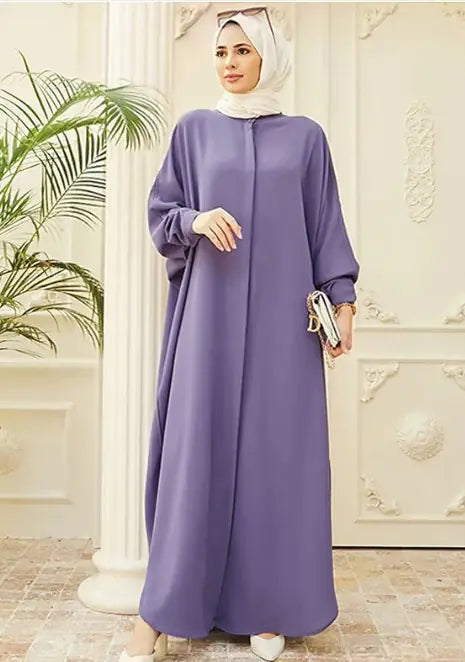 Full-length abaya with long sleeves, soft breathable fabric for modest everyday wear