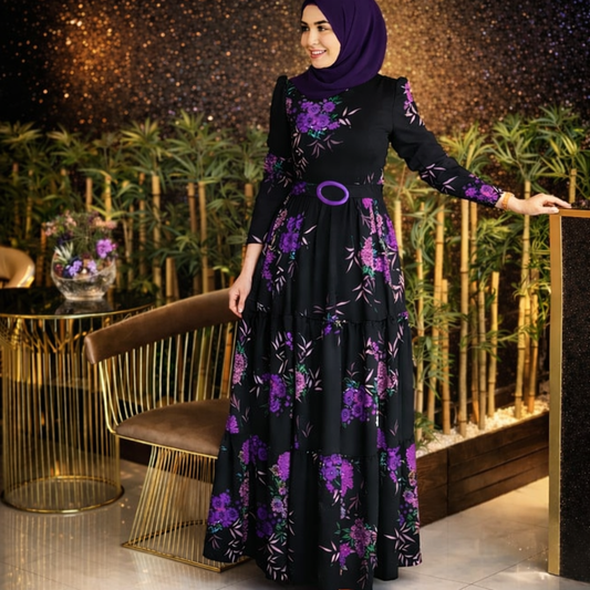 Afiya Modest Floral Dress – Four Elegant Colours (Comfort Fit)