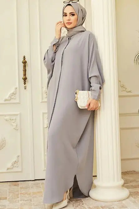 Full-length abaya with long sleeves, soft breathable fabric for modest everyday wear