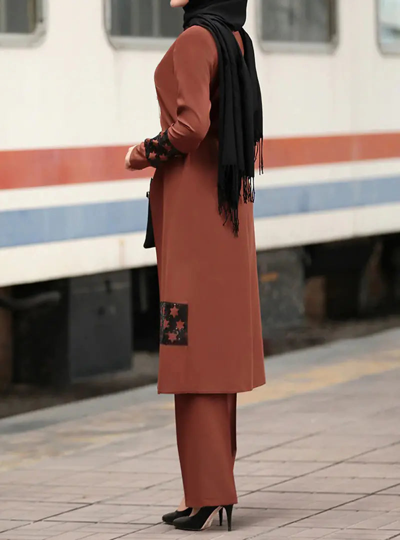 Elegant Two-Piece Maxi Set – Tie-Waist Long Dress with Outer Layer