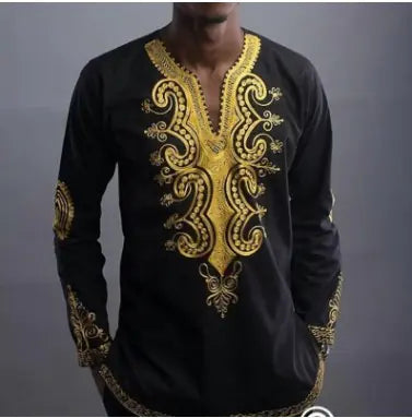 Men’s Embroidered Long-Sleeve Top (Thobe-Style)