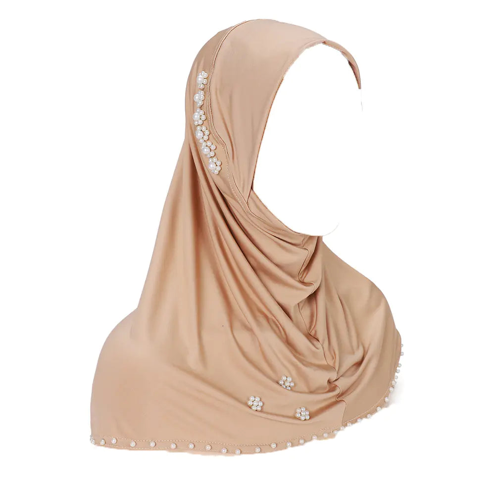 Noor Instant Scarf – Pearl-Studded Pre-Stitched Wrap for Everyday Elegance