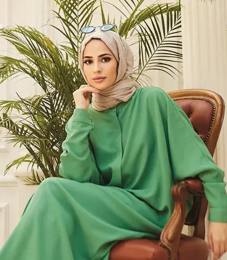 Full-length abaya with long sleeves, soft breathable fabric for modest everyday wear