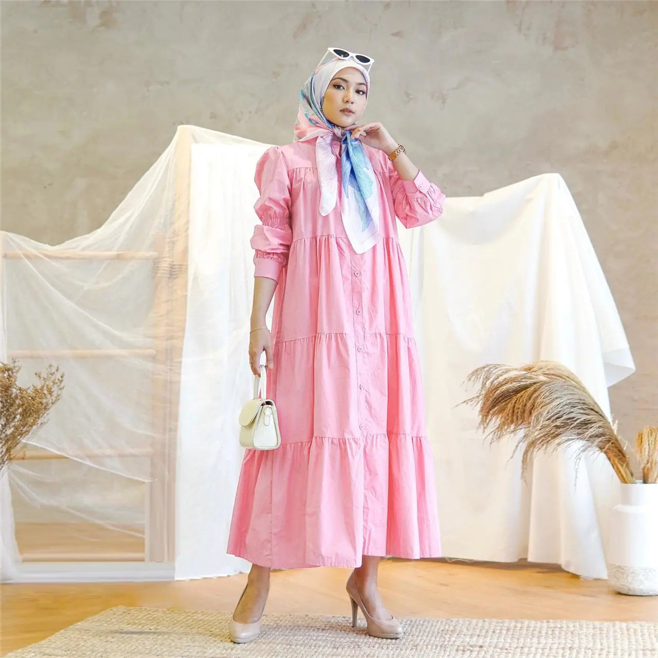 Indonesian Cotton Patchwork Dress – Modest Everyday Wear