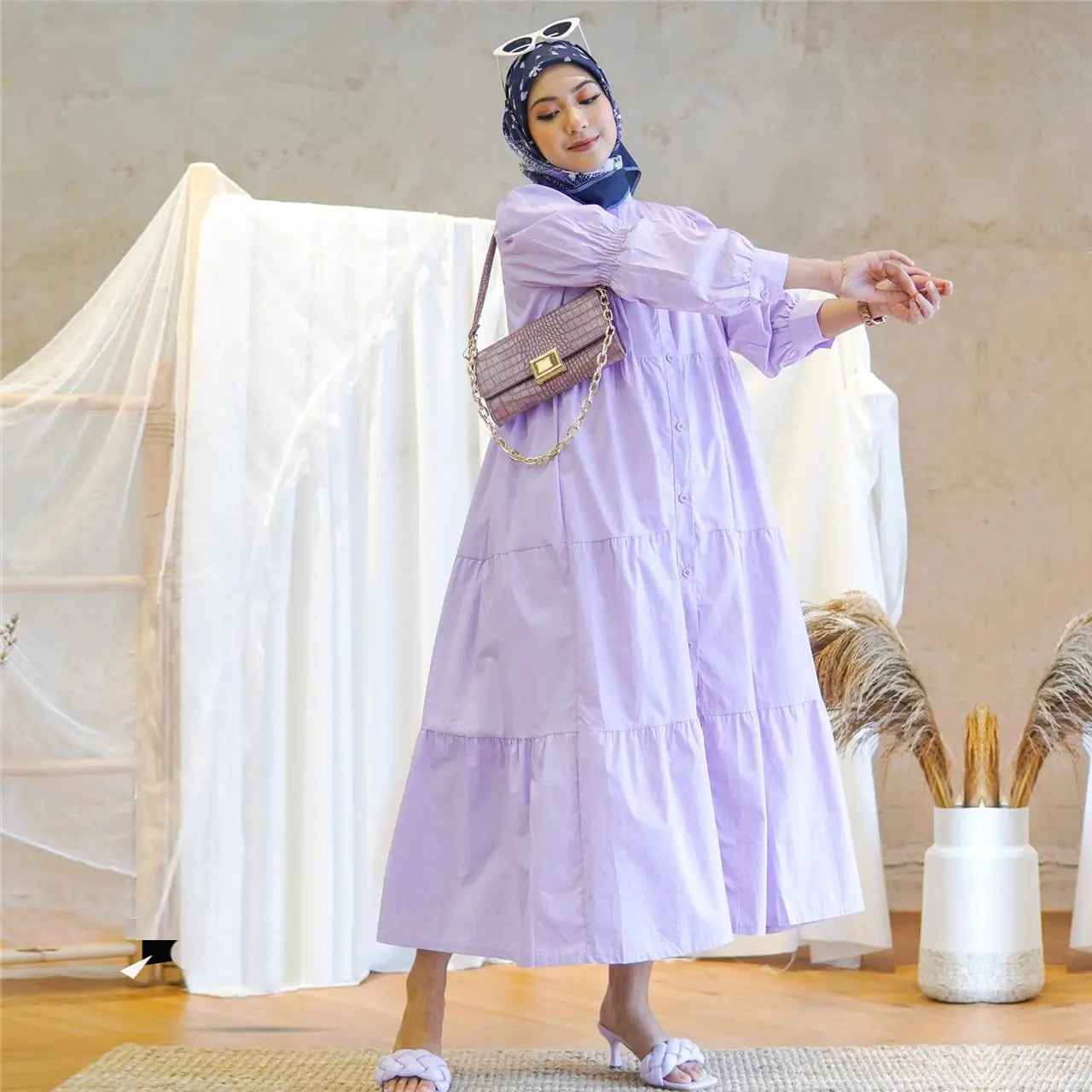 Indonesian Cotton Patchwork Dress – Modest Everyday Wear