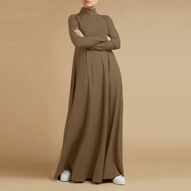 Women’s Long-Sleeve Turtleneck Abaya Dress