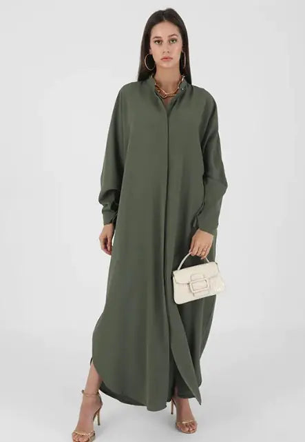 Full-length abaya with long sleeves, soft breathable fabric for modest everyday wear